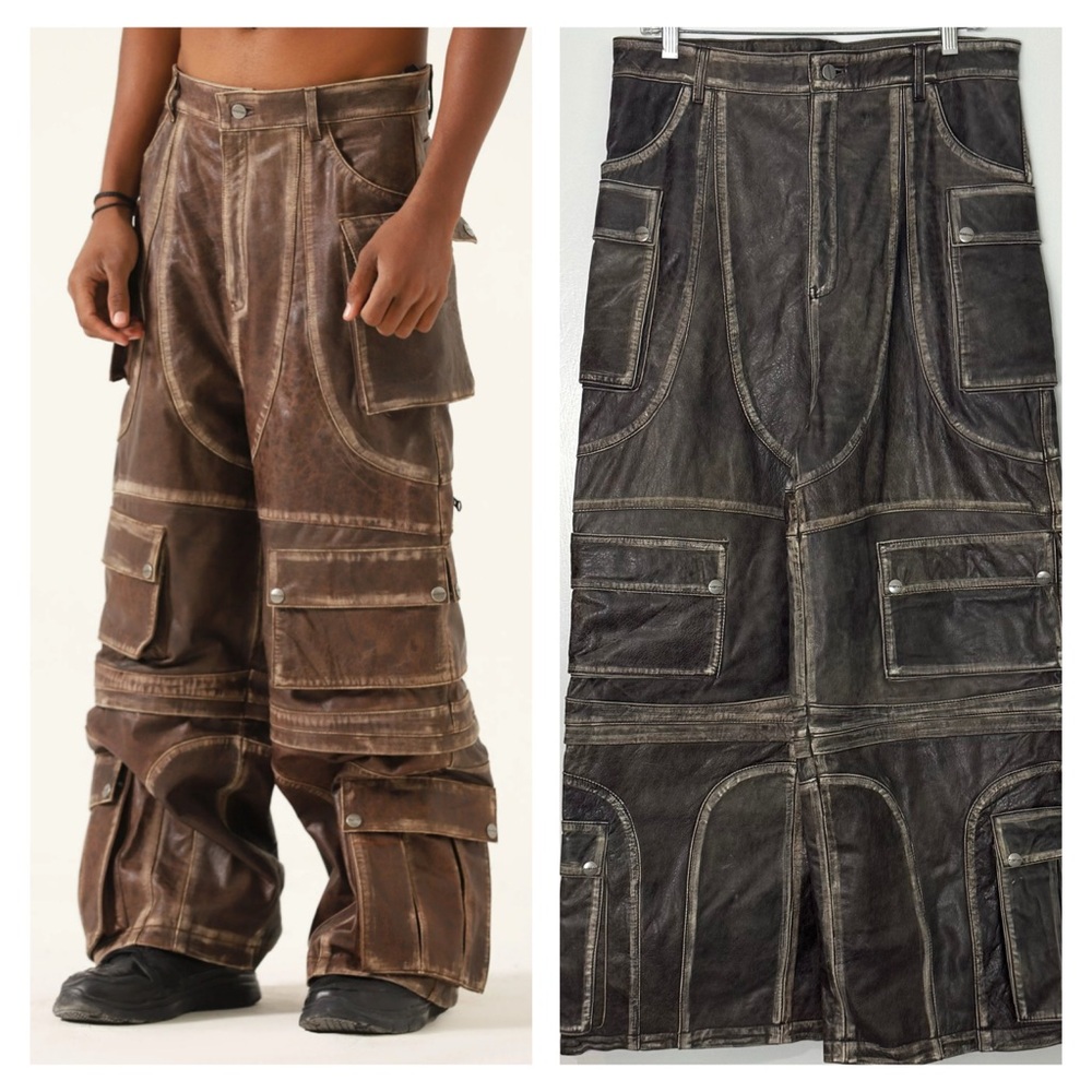 Rastah Brown Bowery Nights Leather Pants Size M NWOT